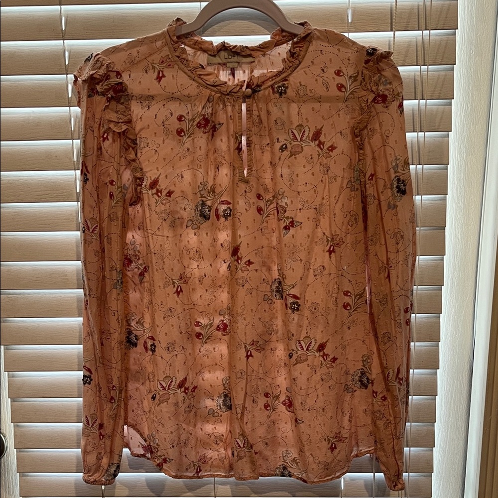 LOFT Floral Blouse in Warm Peach